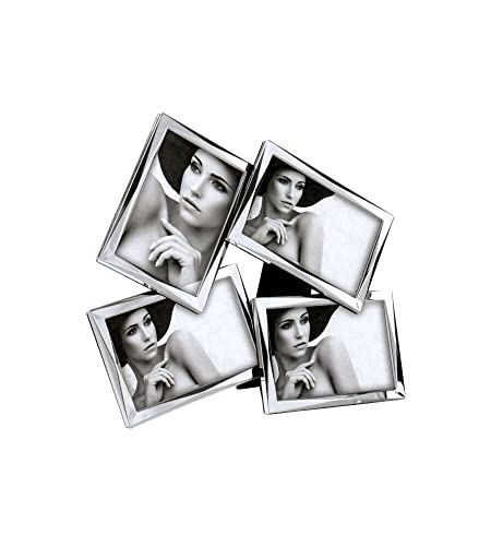 MascaGNI – Multi-Bilderrahmen, Metall, glänzend, für 4 Fotos 10 x 15 cm – Außengröße 32 x 35 cm – rechteckig von Mascagni