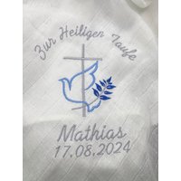Personalisiertes Tauftuch Mit Taube Und Kreuz - Bestickt Name, Taufdatum Taufspruch Geschenk Zur Taufe Aus Mulltuch von MaschenmitHerz