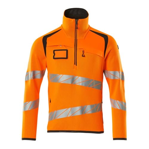 Mascot 19005-351-1418 Accelerate Safe Moderne Passform Strickpullover mit kurzem Reißverschluss, Zweifarbig, Hi-Vis Orange/Dunkelanthrazit, XL Größe von Mascot