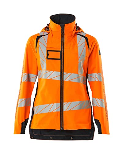 Mascot 19011-449-14010 Accelerate Safe Damen-Passform Atmungsaktiv Hard Shell Jacke, Wind- und wasserdicht, Zweifarbig, Hi-Vis Orange/Schwarzblau, S Größe von Mascot