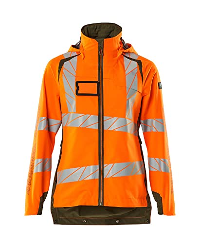 Mascot 19011-449-1433 Accelerate Safe Damen-Passform Atmungsaktiv Hard Shell Jacke, Wind- und wasserdicht, Zweifarbig, Hi-Vis Orange/Moosgrün, 4XL Größe von Mascot