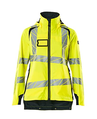 Mascot 19011-449-17010 Accelerate Safe Damen-Passform Atmungsaktiv Hard Shell Jacke, Wind- und wasserdicht, Zweifarbig, Hi-Vis Gelb/Schwarzblau, 3XL Größe von Mascot