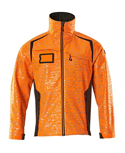 Mascot 19202-291-1418 Accelerate Safe Moderne Passform Atmungsaktiv Winddicht und Wasserabweisend Zweifarbig Soft Shell Jacke, Hi-Vis Orange/Dunkelanthrazit, 3XL Größe von Mascot