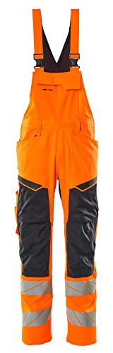 Mascot 19569-236-14010 Accelerate Safe Prowash Stretch Zones Zweifarbig Latzhose mit Knietaschen, Hi-Vis Orange/Schwarzblau, 82C62 Größe von Mascot