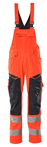 Mascot 19569-236-22210 Accelerate Safe Prowash Stretch Zones Zweifarbig Latzhose mit Knietaschen, Hi-Vis Rot/Schwarzblau, 82C44 Größe von Mascot