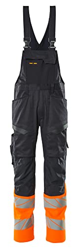Mascot 19669-236-01014 Accelerate Safe Prowash Stretch Zones Zweifarbig Latzhose mit Knietaschen, Schwarzblau/Hi-Vis Orange, 82C50 Größe von Mascot
