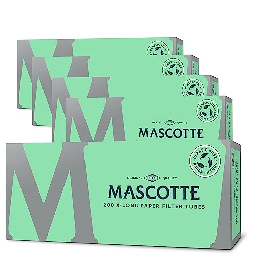 Mascotte® X-Long Paper Filter Tubes 8mm 200 x 5 Kartons | Plastikfreie Zigarettenhülsen für Zigarettenstopfer | Extra Lange Filterhülsen | 1000 Hülsen von Mascotte