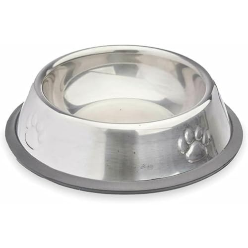 Mascow Futternapf für Hunde, Silber, Grau, Gummi, Metall, 15 x 4 x 15 cm, 24 Stück von Mascow