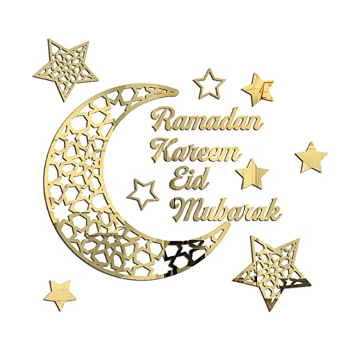 Maseaxi Eid Ramadan Mubarak Wanddekoration, 3D Ramadan Moon Star Acryl-Wandaufkleber für Haus, Büro, Geschäft, Wohnzimmer Dekorationen von Maseaxi