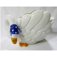 Artikel-Nr. 8363 Steingut Pflanzgefäß Schwan Porzellan Nib Jahrgang Preis Produktionen von MashliDesign