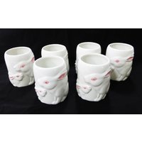 Porzellan Hase Becher Tasse Weiß Vintage-Set Von 6 von MashliDesign