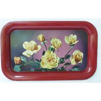 Tv Tablett Metall/Blech Vintage Snack Lap Servier Rot Mit Rosen Blumen Tv Tablett Metall/Blech Vintage Snack Lap Servier Rot Mit Rosen Blumen von MashliDesign