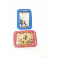 Vintage Anheuser Busch Kleine Metall Dekorative Tablett Mann Höhle Satz Von 2 von MashliDesign