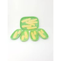 Vtg Majolica Maisplatten Teller 1950Er Jahre Japan Mid Century Küchengeschirr Set Von 5 Vtg Majolica Maisplatten Teller 1950Er Jahre Japan Mid Century Küchengeschirr Set Von 5 von MashliDesign