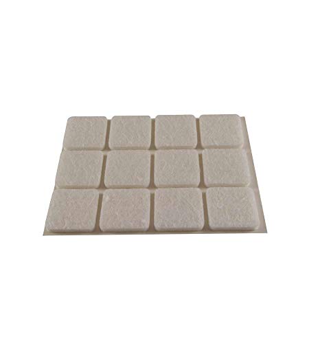 Filzgleiter für Möbel, Größe 20 x 20 mm, Farbe Weiß, Packung mit 12 Stück von MOBILA