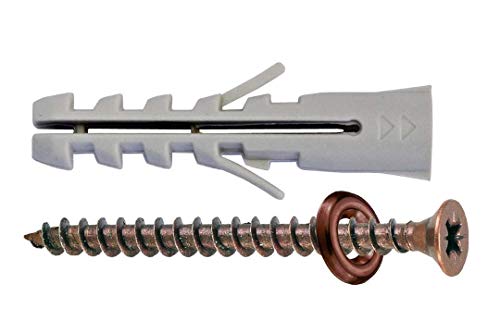 Dübel mit Schrauben und Unterlegscheiben für Sockelleiste, Größe Ø 6 x 30, Schrauben 4,0 x 35, 60 Stück von Masidef: Member of the Würth Group