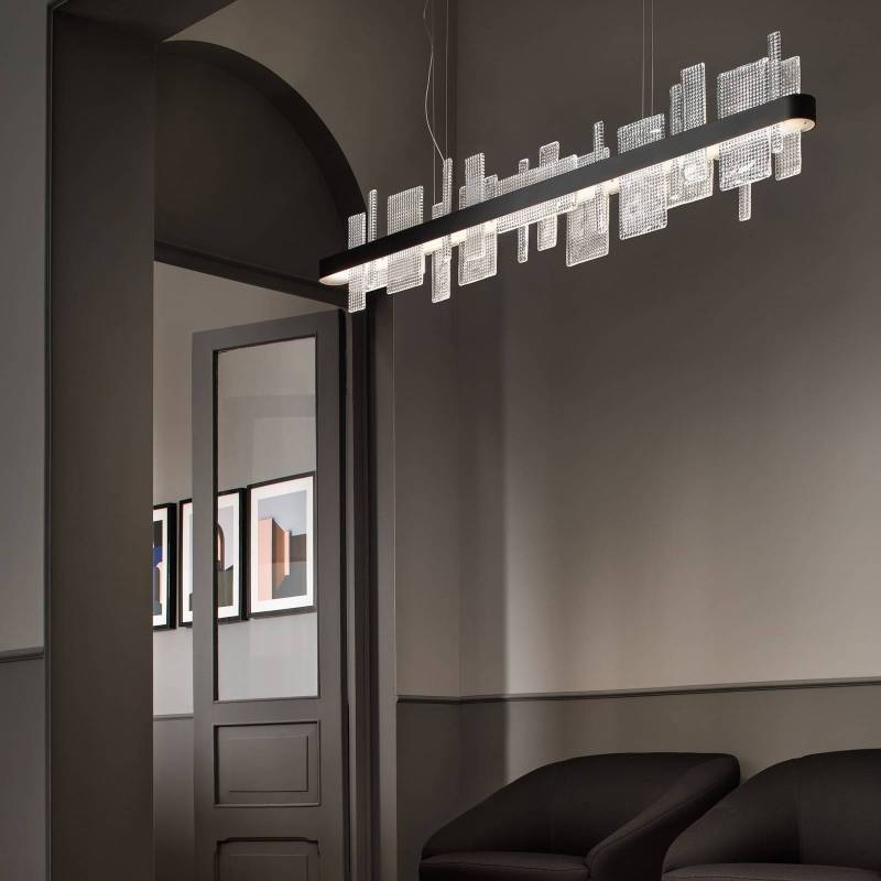 LED-Hängeleuchte Ribbon Linear, 150 cm, schwarz, Up & Down von Masiero