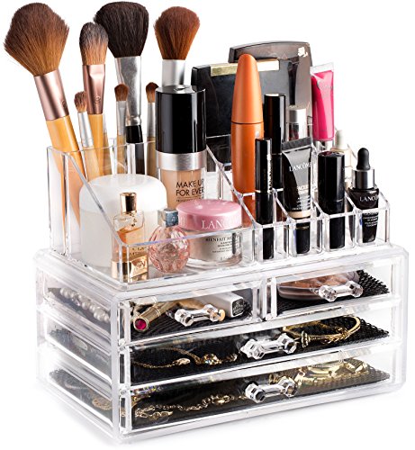 Facai Transparenter Kosmetik-Organizer – einfach zu organisieren Ihre Kosmetik, Schmuck und Haar-Accessoires. Sieht elegant auf Ihrem Waschtisch, Badezimmer oder Kommode aus. Klares Design von Masirs