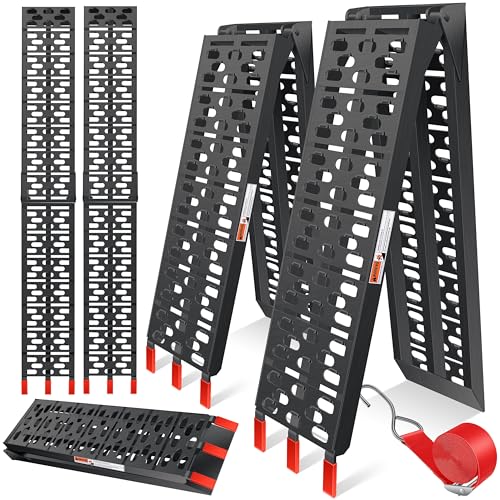 MASKO® Auffahrrampe 680kg Faltbare ALU Verladerampe Verladeschiene Antirutsch Klappbar max. 340kg* pro Stück, max 680kg* pro Paar Motorrad ATV Quad PKW Auto Laderampe, 2X Auffahrrampe Schwarz/Rot von MASKO
