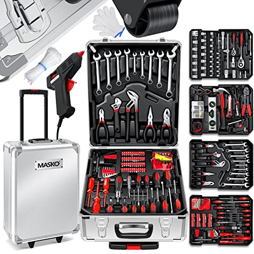 Masko® 969 tlg Werkzeugkoffer Werkzeugkasten Werkzeugkiste Werkzeug Trolley Profi 969 Teile Qualitätswerkzeug Silber von MASKO