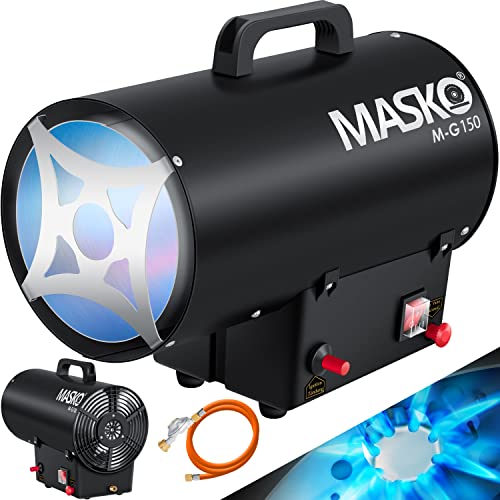 MASKO® Gasheizgebläse Gasheizer Heizkanone Gasheizstrahler 15 KW Bauheizer Gas Heizgerät heizstrahler Heißluftgenerator inkl. Gasschlauch & Druckminderer Heizgebläse für handelsübliche Gasflaschen von MASKO