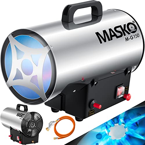 Masko® Gasheizgebläse Gasheizer Heizkanone Gasheizstrahler 15 KW Bauheizer Gas Heizgerät heizstrahler Heißluftgenerator inkl. Gasschlauch & Druckminderer Heizgebläse für handelsübliche Gasflaschen von MASKO