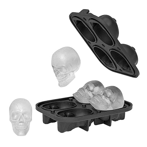 Kleine Totenkopf Motiv-Silikonform Eiswürfel & Backen - 4 Figuren - Halloween, Karneval & Motto-Party von Maskworld