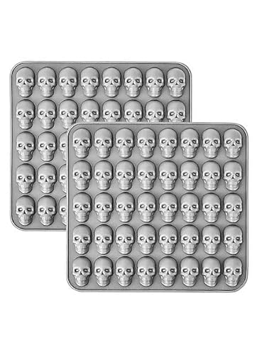 Mini Totenkopf Motiv-Silikonform für Fruchtgummis - 40 Figuren, inkl. Pipette - Halloween, Karneval & Motto-Party (2 Formen) von Maskworld