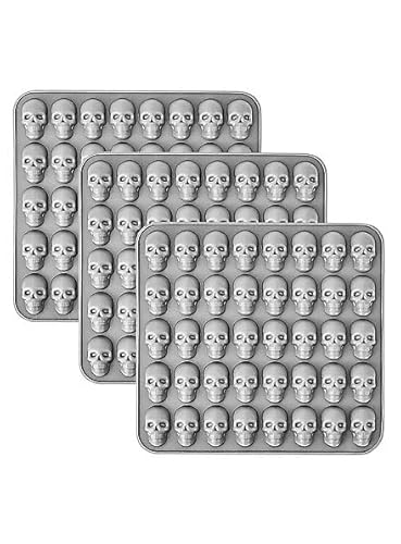 Mini Totenkopf Motiv-Silikonform für Fruchtgummis - 40 Figuren, inkl. Pipette - Halloween, Karneval & Motto-Party (3 Formen) von Maskworld