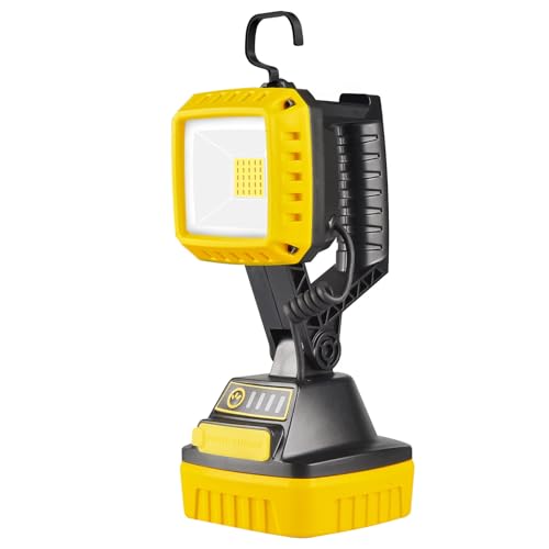 MASMEJOR Baustrahler Akku 1500LM, LED Arbeitsleuchte Wiederaufladbar mit 4400mAh Akku - IP44, 150° Drehbar, 3 Helligkeitsstufen für Werkstatt, Auto Reparatur, Camping, Garten, Stromausfall von Masmejor