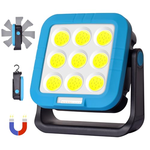 Masmejor 40W LED Arbeitsleuchte Akku 2000LM, 5400mAh COB Akku Strahler mit 7 Lichtmodi - IP44 Wasserdichte Tragbare Campinglampe für Stromausfall, Autoreparatur, Garage, Camping, Zelt, Garten von Masmejor