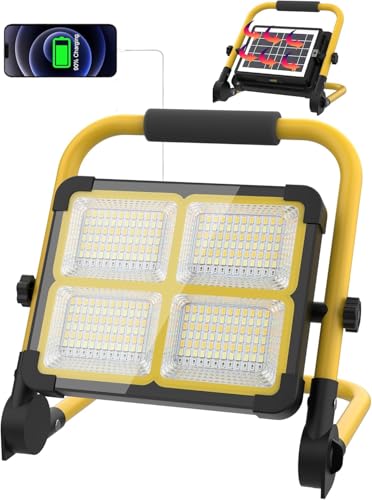 MASMEJOR Baustrahler LED Akku 100W 12000mAh mit Solarpanel & Ständer, 10000 Lumen Superhell, IP53 Wasserdicht, 4 Lichtmodi Arbeitsleuchte für Baustelle, Camping, Garten, Angeln, Garage MASMEJOR Baustrahler LED Akku 100W 12000mAh mit Solarpanel & Ständer, 10000 Lumen Superhell, IP53 Wasserdicht, 4 Lichtmodi Arbeitsleuchte für Baustelle, Camping, Garten, Angeln, Garage von Masmejor