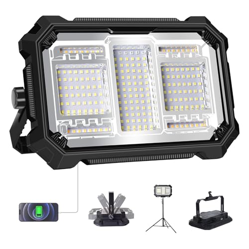 MASMEJOR LED Baustrahler Akku LED Strahler Akku 10,000mAh Campinglampe Tragbar, 5 Lichtmodi, Arbeitsleuchte Ideal für Camping, Arbeit, Angeln, Garage von Masmejor