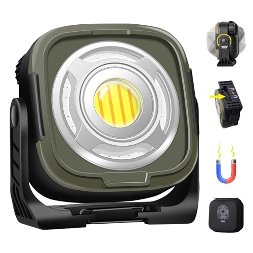 MASMEJOR LED Arbeitsleuchte Akku mit Magnetfuß 10000mAh, 1500LM Akku Strahler, Tragbare Campinglampe mit Stufenloser Dimmer & 360° Drehung, IPX4 Wasserdicht für Auto Reparatur, Werkstatt, Camping MASMEJOR LED Arbeitsleuchte Akku mit Magnetfuß 10000mAh, 1500LM Akku Strahler, Tragbare Campinglampe mit Stufenloser Dimmer & 360° Drehung, IPX4 Wasserdicht für Auto Reparatur, Werkstatt, Camping von Masmejor