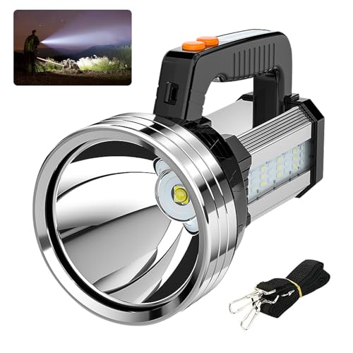 Masmejor Handscheinwerfer Akku LED Aufladbar, LED Taschenlampe Extrem Hell 2000LM Outdoor Handlampe & Handstrahler 10000mAh, 6 Lichtmodi, Super Tragbar Campinglampe für Camping, Wandern, Notfälle von Masmejor