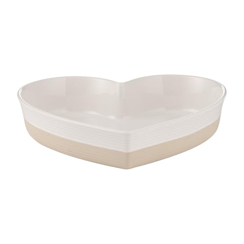 Mason Cash Rustikale Auflaufform in Herzform, Steingut, 1,5 l, mit geprägtem Herzmotiv, langlebig und stilvoll zum Backen, Kochen und Servieren von Mason Cash