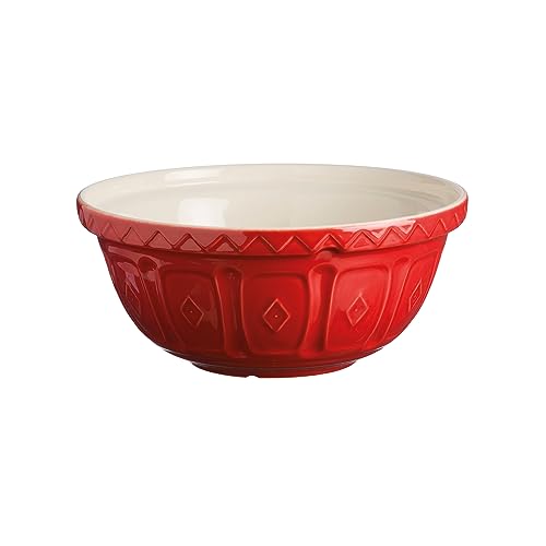 Mason Cash Steingut Rührschüssel 26 cm, Rot, 2,7 L, Teigschüssel für Brotteig, Kuchenteig oder Pizzateig, aus hochwertigem, splitterresistentem Steingut, Teigschüssel groß von Mason Cash
