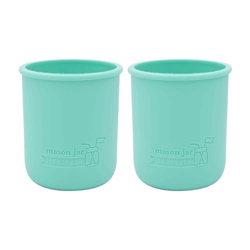Aquamarine Silikonhüllen zum Schutz von Kugeln, Kerr, Einmachgläsern, 473 ml, breite Öffnung, 2 Stück von Mason Jar Lifestyle