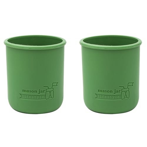 Mason Jar Lifestyle Silikonhüllen, breite Öffnung, 473 ml, Blattgrün, 2 Stück von Mason Jar Lifestyle