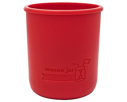 Mason Jar Lifestyle Silikonhüllen, breite Öffnung, 473 ml, Kirschrot, 2 Stück von Mason Jar Lifestyle