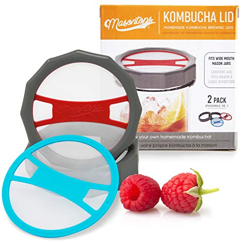 Masontops Kombucha Deckel - Hausbrauerei Einweckglas Zubehör - Kombucha Starte-Set - Scoby Nicht enthalten - 2er-Packung Masontops Kombucha Deckel - Hausbrauerei Einweckglas Zubehör - Kombucha Starte-Set - Scoby Nicht enthalten - 2er-Packung von Masontops