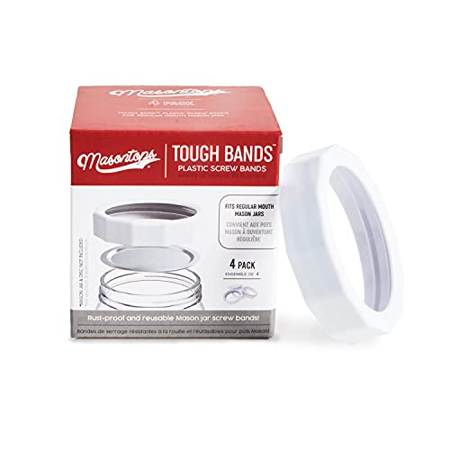 Masontops Tough Bands Rostsichere & Wiederverwendbare Bänder für Einmachgläser - 4er-Packung – Passt auf jedes Kleine/Normale Einmachglas von Ball, Kerr und Barnardin von Masontops
