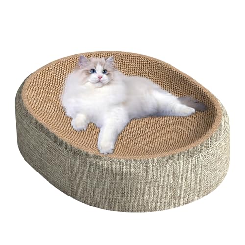 Masoog Katzen Kratzbrett | Sisal Kratzbett Für Katzen | Ovales Sisal Kratzbrett Mit Rutschfester Basis - Lounge Kratzpappe Für Kätzchentraining Aktives Spielen von Masoog