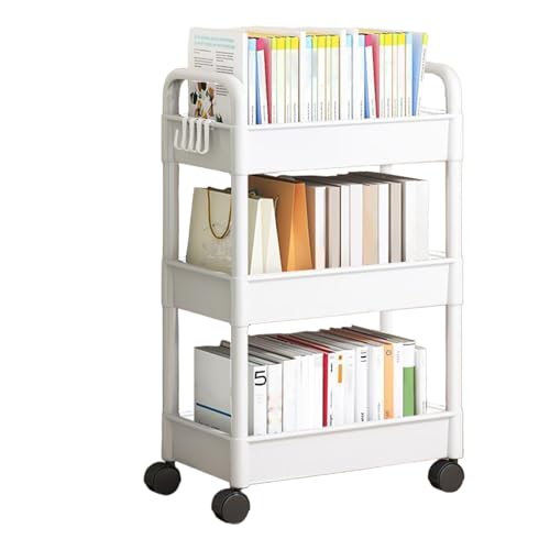 Masoog Rollender Bücherwagen, 3-stöckiger Aufbewahrungswagen Mit Rollen, 3 Stöckiger Rollwagen, Multifunktionaler Aufbewahrungswagen Für Küche, Bad, Büro, Wohnzimmer Masoog Rollender Bücherwagen, 3-stöckiger Aufbewahrungswagen Mit Rollen, 3 Stöckiger Rollwagen, Multifunktionaler Aufbewahrungswagen Für Küche, Bad, Büro, Wohnzimmer von Masoog