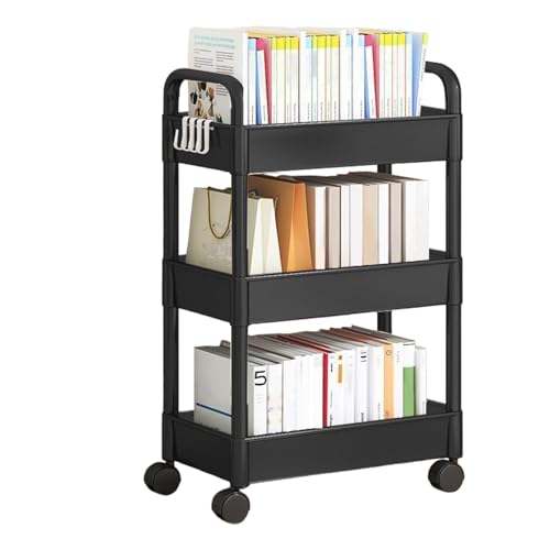 Masoog Rollender Bücherwagen, 3-stöckiger Aufbewahrungswagen Mit Rollen, 3 Stöckiger Rollwagen, Multifunktionaler Aufbewahrungswagen Für Küche, Bad, Büro, Wohnzimmer Masoog Rollender Bücherwagen, 3-stöckiger Aufbewahrungswagen Mit Rollen, 3 Stöckiger Rollwagen, Multifunktionaler Aufbewahrungswagen Für Küche, Bad, Büro, Wohnzimmer von Masoog