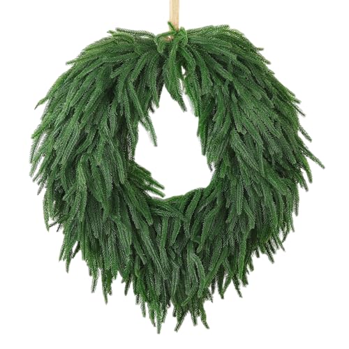 Masoog Weihnachtskranz, 23,6 Zoll Realistisches Grünkranz Ornament, Künstliche Weihnachtsgirlande Für Festliche Raumdekoration von Masoog