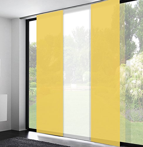 Schiebegardinen Schiebevorhänge flächenvorhang schiebegardinen inklusive Technik (Höhe: 255cm x Breite: 60cm / Gelb) von Mass-Gardinen-Shop