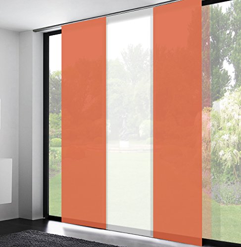 Schiebegardinen Schiebevorhänge flächenvorhang schiebegardinen inklusive Technik (Höhe: 255cm x Breite: 60cm / Orange) von Mass-Gardinen-Shop