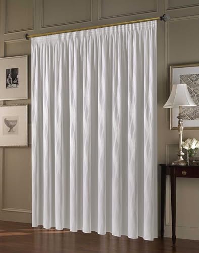 Maßgeschneiderte weiße Scherli Voile Store Gardine“Lanciano“, Kräuselband, Vorhang nach Maß, Gardinen nach Maß, Höhe 90 – 295 cm (Weiß, 110 x 500 cm/HxB) von Mass-Gardinen-Shop