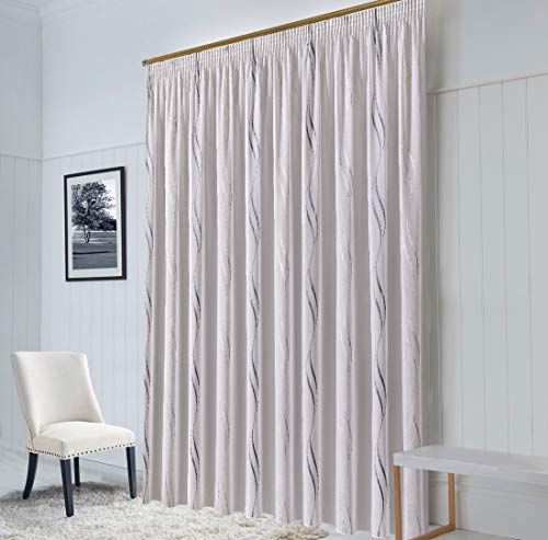 Maßgeschneiderte weiße Scherli Voile Store Gardine “Tivoli“, Kräuselband, Vorhang nach Maß, Gardinen nach Maß, Höhe 90 – 275 cm (Silber, 110 x 150 cm/HxB) von Mass-Gardinen-Shop